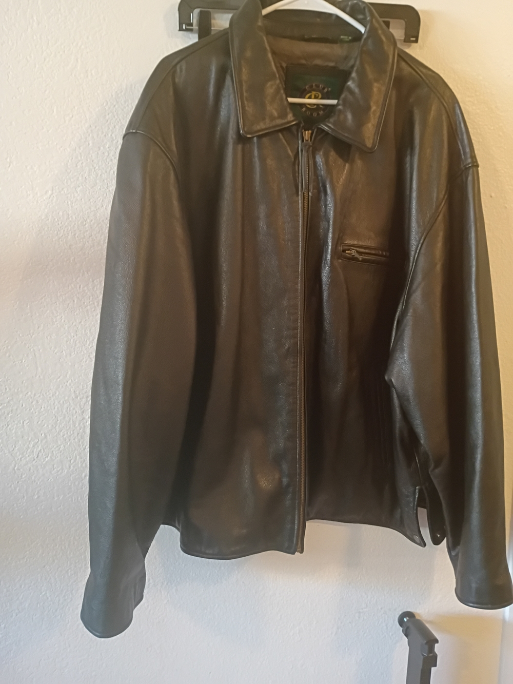 Club Room Black Leather Bomber Jacket